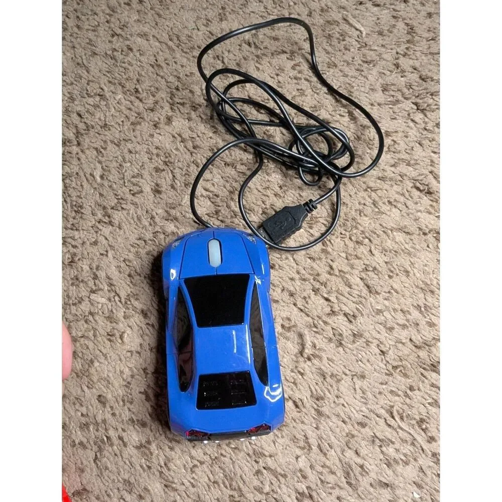 Blue Sports Car Wired USB Computer Mouse Novelty Desktop